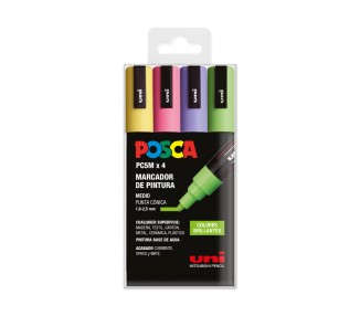 Rotulador uni posca pc-5m/4c estuche de 4 unidades colores brillantes surtidos