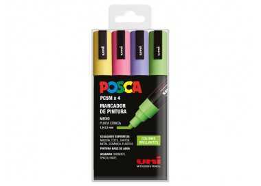Rotulador uni posca pc-5m/4c estuche de 4 unidades colores brillantes surtidos