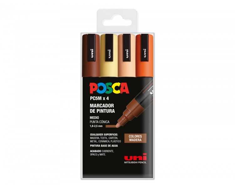 Rotulador uni posca pc-5m/4c estuche de 4 unidades colores madera surtidos
