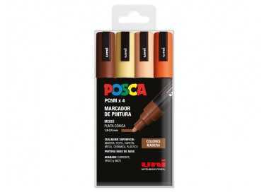 Rotulador uni posca pc-5m/4c estuche de 4 unidades colores madera surtidos