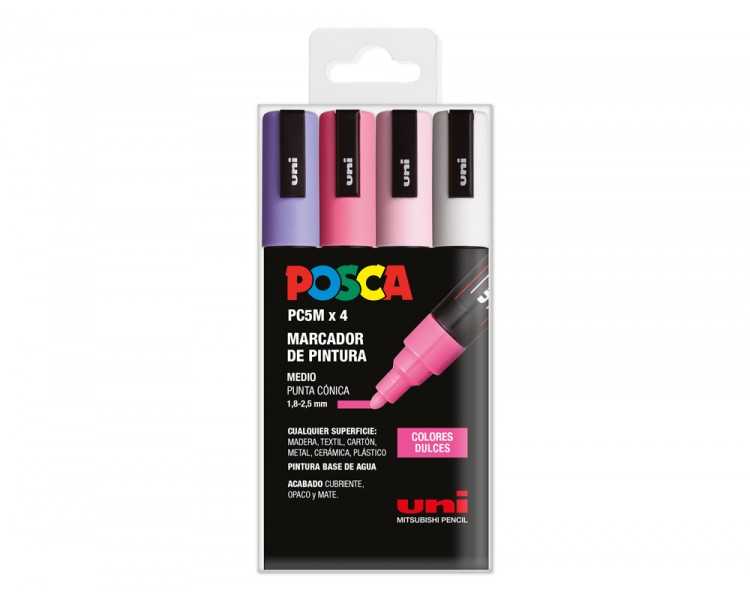 Rotulador uni posca pc-5m/4c estuche de 4 unidades colores dulces surtidos