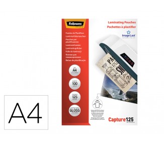 Bolsa de plastificar fellowes brillo din a4 125 micras pack 100 unidades