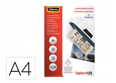 Bolsa de plastificar fellowes brillo din a4 125 micras pack 100 unidades