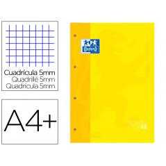 Recambio color 1 oxford din a4+ 80 hojas 90 gr cuadro 5 mm 4 taladros color amarillo - Imagen 1