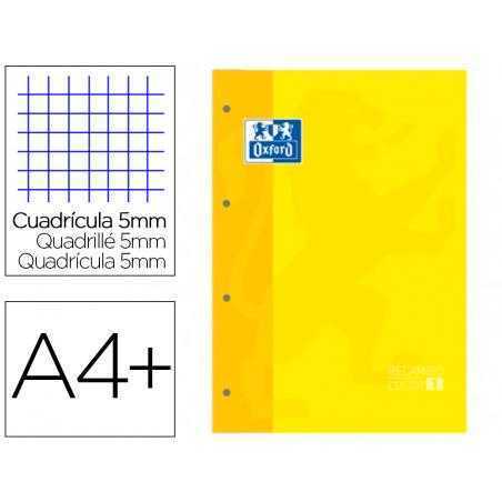 Recambio color 1 oxford din a4+ 80 hojas 90 gr cuadro 5 mm 4 taladros color amarillo - Imagen 1