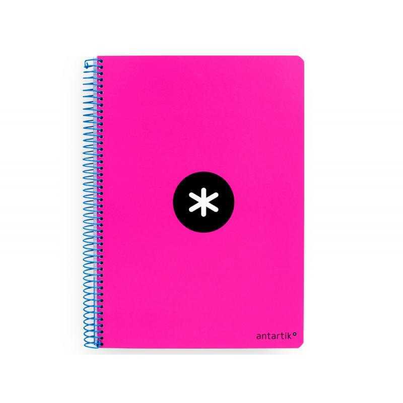 Cuaderno espiral a4 antartik tapa dura 80h 90gr cuadro 4mm con margen color rosa fluor
