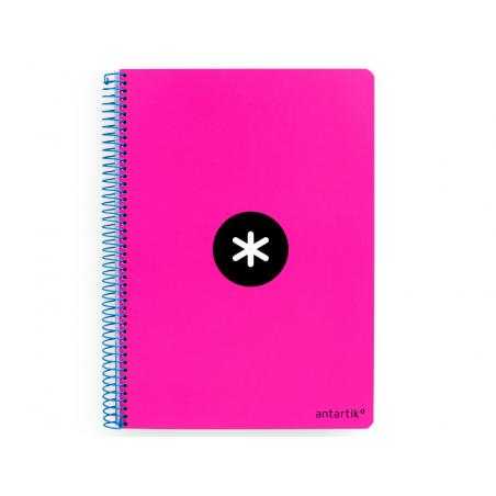 Cuaderno espiral a4 antartik tapa dura 80h 90gr cuadro 4mm con margen color rosa fluor