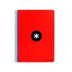 Cuaderno espiral a4 antartik tapa dura 80h 90gr cuadro 4mm con margen color rojo