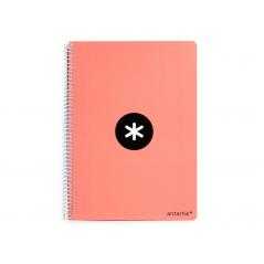 Cuaderno espiral a4 antartik tapa dura 80h 90gr cuadro 4mm con margen color coral