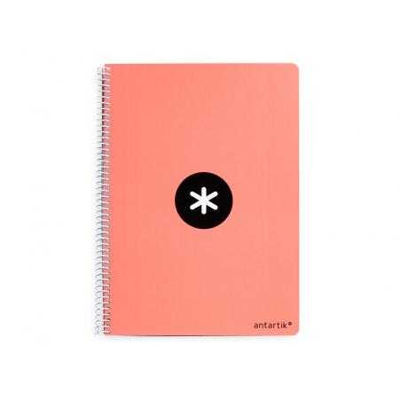 Cuaderno espiral a4 antartik tapa dura 80h 90gr cuadro 4mm con margen color coral
