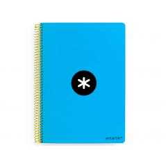 Cuaderno espiral a4 antartik tapa dura 80h 90gr cuadro 4mm con margen color azul