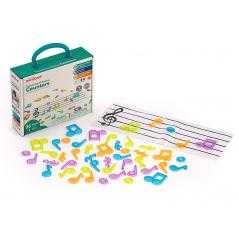 Juego miniland set de contadores translucidos contenido 96 notas musicales y 1 pentagrama transparente