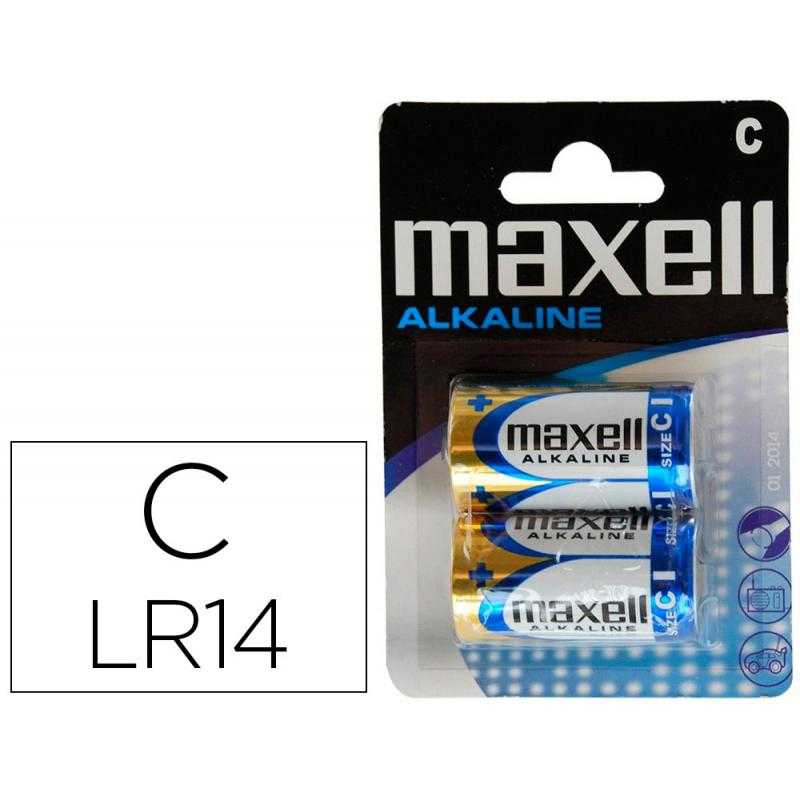 Pila maxell alcalina 1,5 v tipo c lr14 blister de 2 unidades - Imagen 1