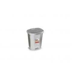 Papelera contenedor plasticforte plastico con tapadera y pedal 18 litros color plata 330x280x405 mm