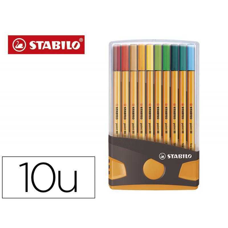 Rotulador stabilo punta de fibra point 88 color parade antracita/naranja estuche de 20 unidades colores surtidos