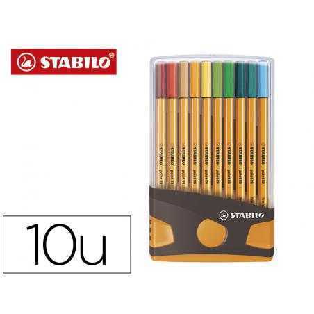 Rotulador stabilo punta de fibra point 88 color parade antracita/naranja estuche de 20 unidades colores surtidos