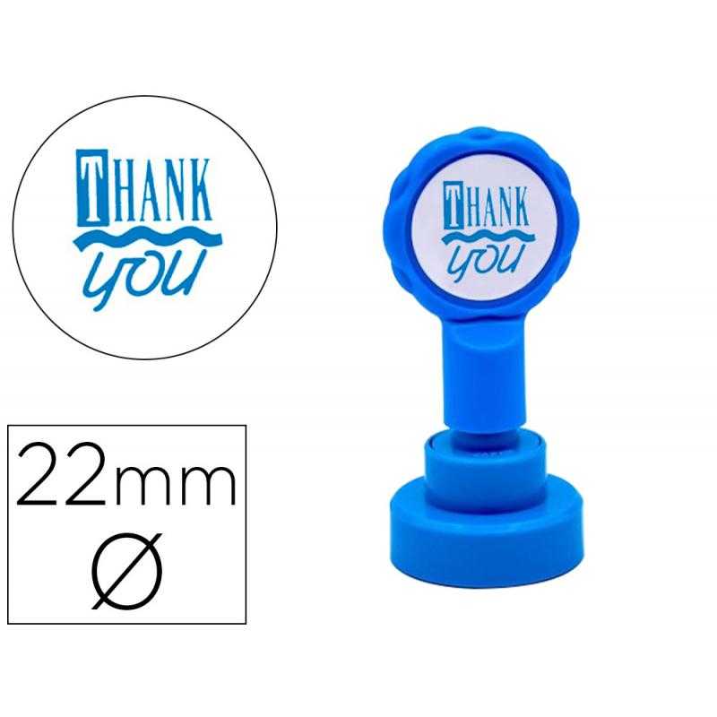 Sello artline emoticono gracias color azul 22 mm diametro