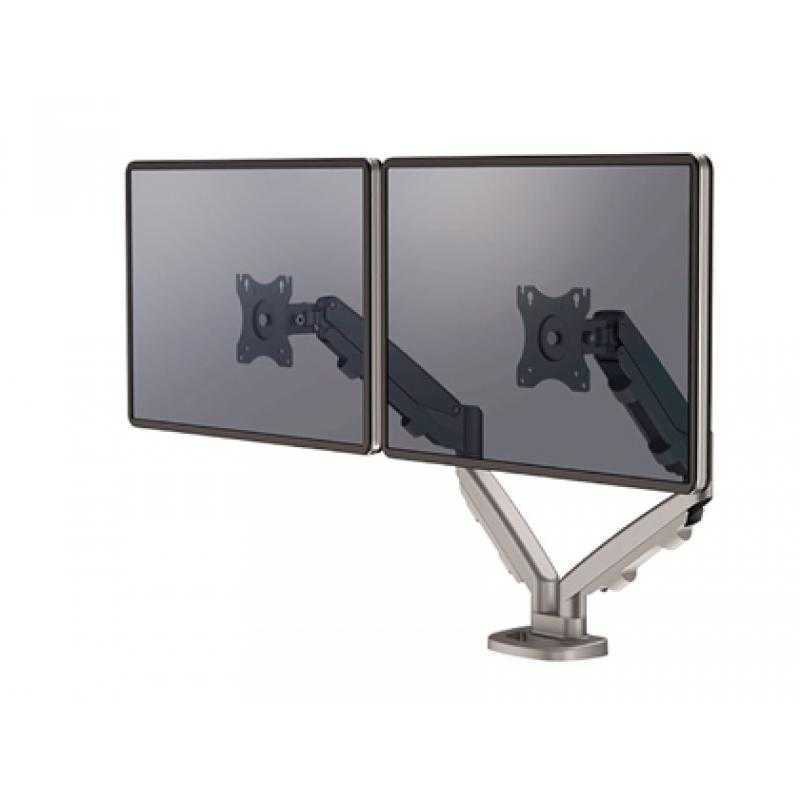 Brazo para monitor fellowes serie eppa ajustable altura 2 pantallas normativa vesa hasta 10 kg plata