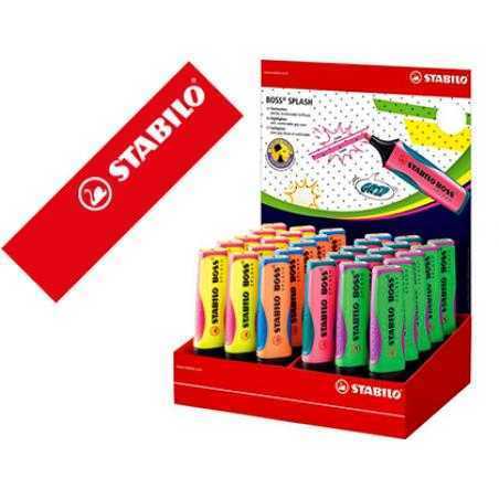 Rotulador stabilo boss splash 75 expositor sobremesa de 30 unidades colores surtidos