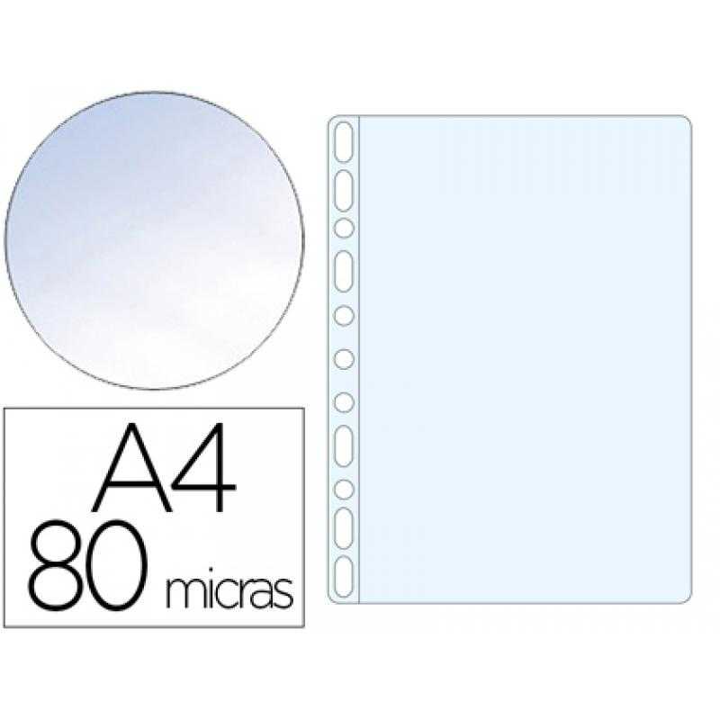 Funda multitaladro q-connect din a4 80 mc cristal caja de 1400 unidades