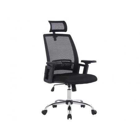 Silla de direccion q-connect ergonomica base metal respaldo alto con reposacabeza ajustable