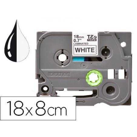 Cinta q-connect tze-241 blanco-negro 18mm longitud 8 mt - Imagen 1