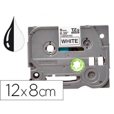 Cinta q-connect tze-231 blanco-negro 12mm longitud 8 mt - Imagen 1