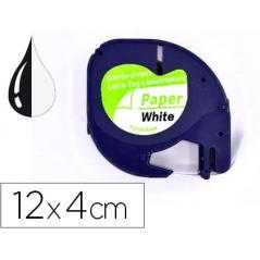 Cinta q-connect papel 12mm x 4mt negro-blanco para letratag - Imagen 1