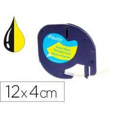 Cinta q-connect 12mm x 4mt negro-hiperamarillo para maquina letratag - Imagen 1
