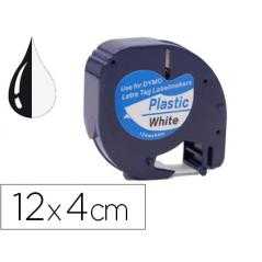 Cinta q-connect 12mm x 4mt negro-blanco perla para maquina letratag - Imagen 1