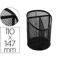 Cubilete portalápices q-connect metal rejilla negro con 3 compartimientos diametro 110 altura 147 mm - Imagen 1