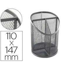 Cubilete portalápices q-connect metal rejilla plata con 3 compartimientos diametro 110 altura 147 mm - Imagen 1
