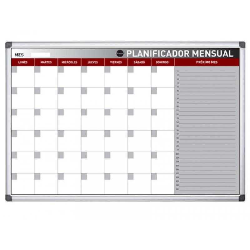 Planning magnetico bi-office mensual lacado marco aluminio rotulable 60x45 cm - Imagen 1