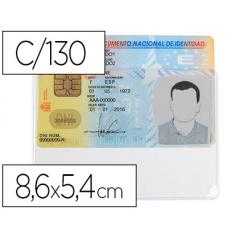 Funda portadocumento q-connect dni 130 micras pvc transparente con uñero 86x54 mm