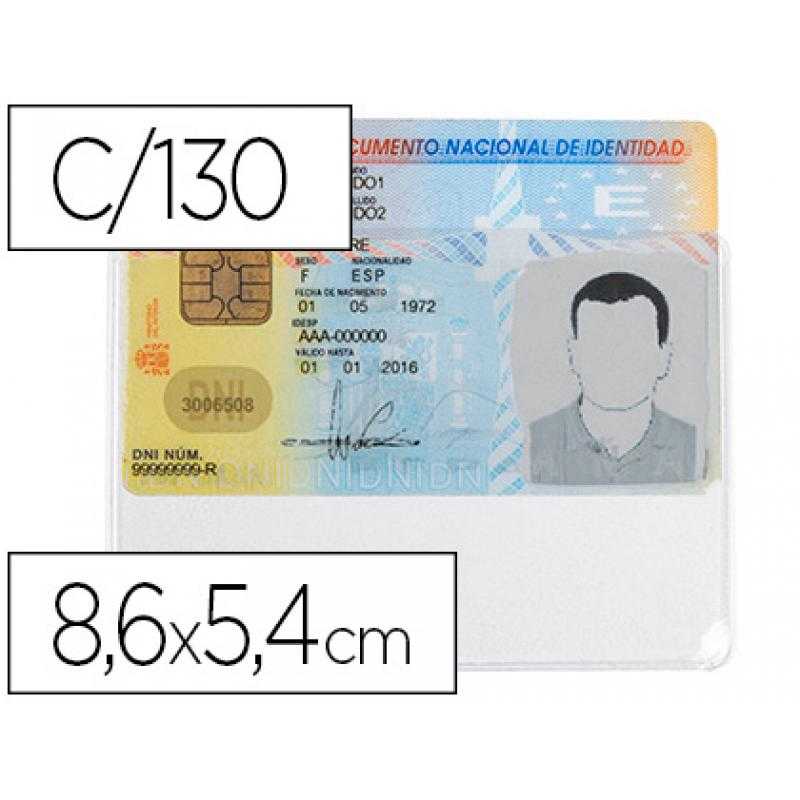 Funda portadocumento q-connect dni 130 micras pvc transparente con uñero 86x54 mm