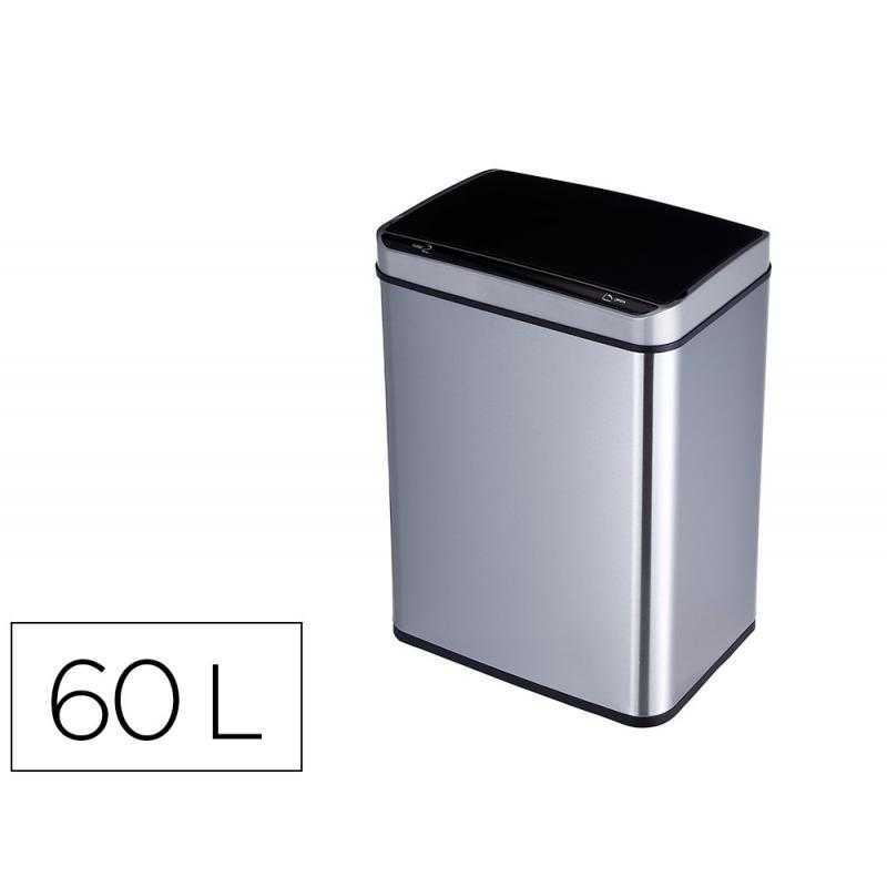 Papelera metalica q-connect con sensor automatico capacidad 60 litros 630x270x400 mm