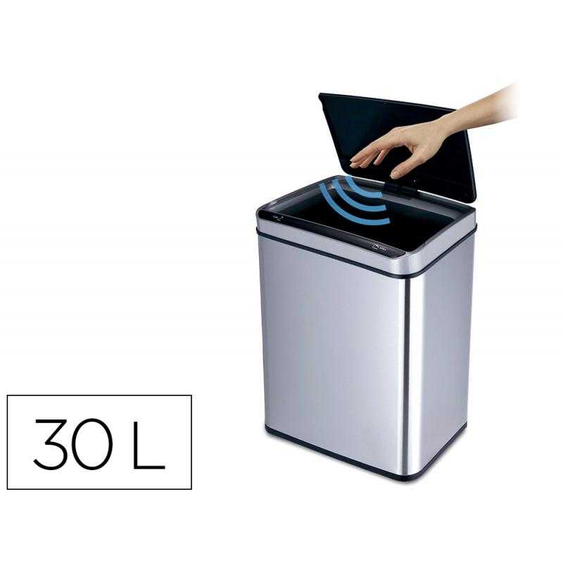 Papelera metalica q-connect con sensor automatico capacidad 30 litros 500x240x330 mm