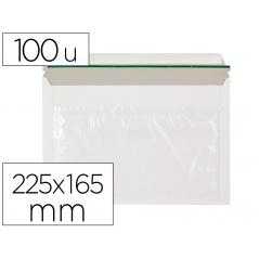 Sobre autoadhesivo q-connect portadocumentos 225x165 mm ventana transparente paquete de 100 unidades