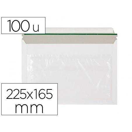 Sobre autoadhesivo q-connect portadocumentos 225x165 mm ventana transparente paquete de 100 unidades