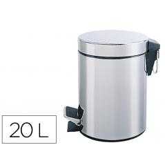 Papelera metalica q-connect con pedal cromada 43x29cm capacidad 20 litros
