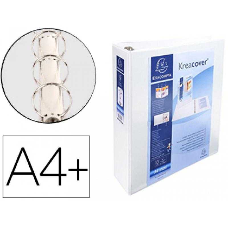 Carpeta exacompta canguro 4 anillas 60 mm din a4+ carton forrado polipropileno personalizable 3 bolsillos