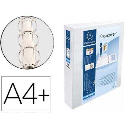 Carpeta exacompta canguro 4 anillas 50 mm din a4+ carton forrado polipropileno personalizable 3 bolsillos