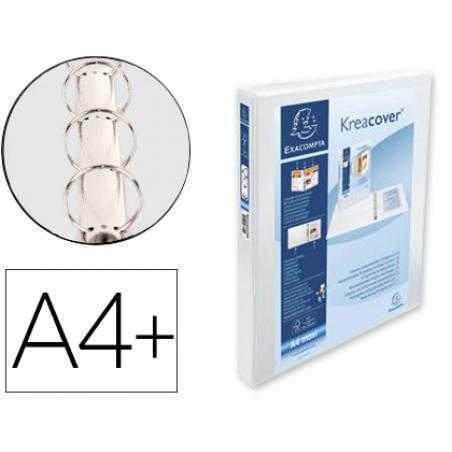 Carpeta exacompta canguro 4 anillas 30 mm din a4+ carton forrado polipropileno personalizable 3 bolsillos