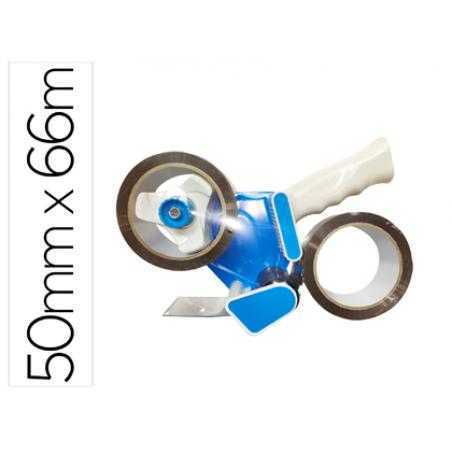 Portarrollo q-connect para embalaje para cintas de 66mt x 50mm incluye 2 rollos cinta marron - Imagen 1