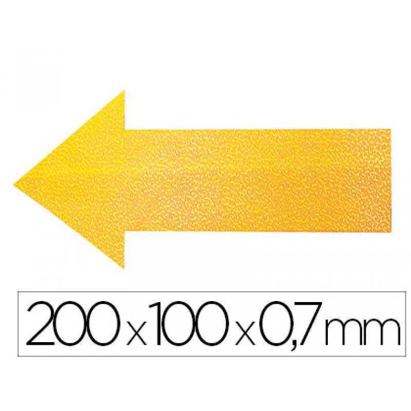 Simbolo adhesivo durable pvc forma de flecha para delimitacion suelo amarillo 200x100x0,7 mm pack de 10
