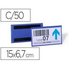 Funda durable magnética 150x67 mm plástico azul ventana transparente pack de 50 unidades - Imagen 1