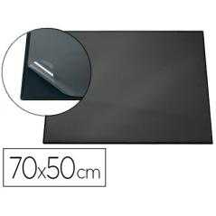 Vade sobremesa durable negro con tapa transparente 70x50 cm
