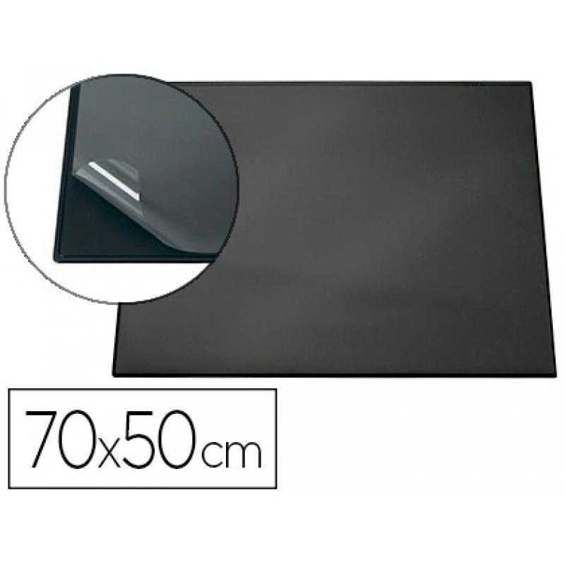 Vade sobremesa durable negro con tapa transparente 70x50 cm