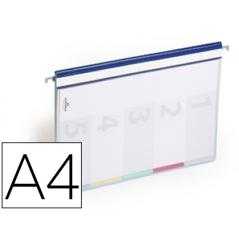 Carpeta dossier fastener plastico duraclip din a4 con 5 separadores e indice lomo color azul