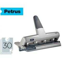 Taladrador petrus 514 metalico color plata 4 punzones moviles capacidad 30 hojas